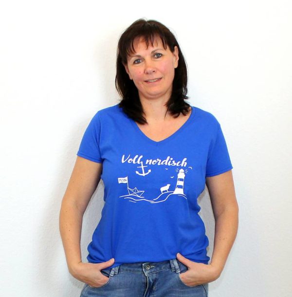 T-Shirt Voll Nordisch Damen V-Ausschnitt